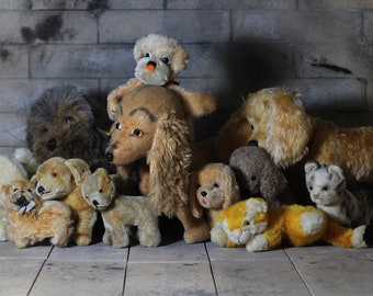 Vintage Steiff Dogs and Cats lot - Shanghai Doll Factory - Steiff Collection - Mopy - Junior Lumpi
