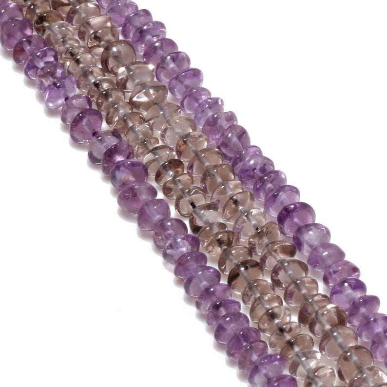 13 Strand Amethyst /& Smoky Quartz Wholesale Price Jewelry Making Supplies Set Of 4 Disc Shaped Smooth Beads AAA