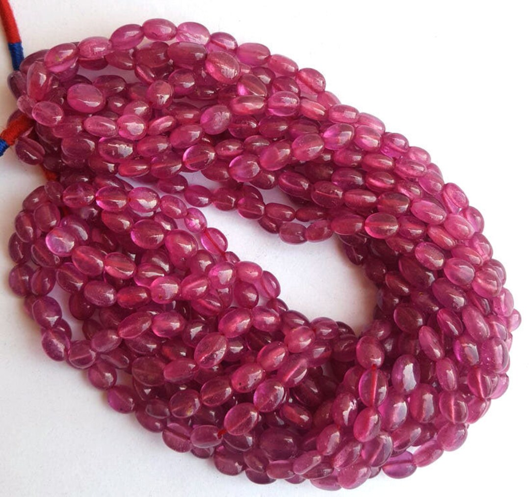 Exclusive Ruby Smooth Oval Gemstone Beads Strand for Jewelry Making ...