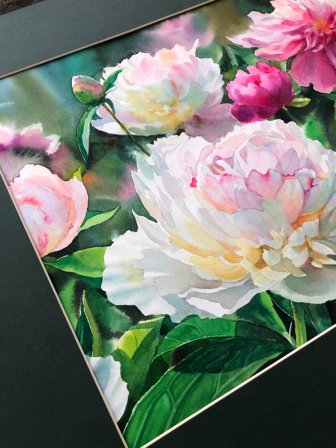 Peonies Original Watercolor Painting on Paper wall decor Etsy