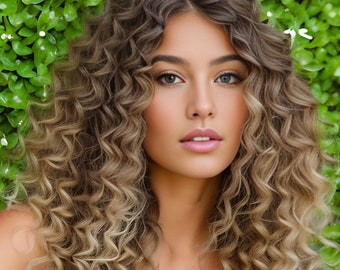 Lace Front Water Wave Wig Natural Blonde Wig Flat Wrap Long Curly Hair Ómbre Blonde Wig Curls Wavy Style Beachy Waves