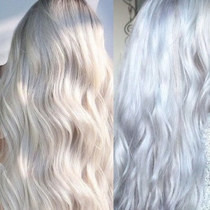 White Hair Extensions Ice Blonde Highlights Snow Nordic White Blonde Clip in Hair Streaks Hair Summer Spring 2023-2024