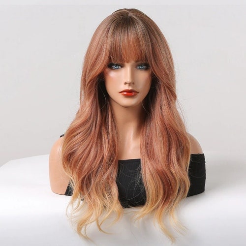 Long Bangs With Lighting Highlights Caramel Long Layers - Etsy Long Bangs With Lighting Highlights Caramel Long Layers - Etsy