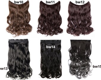 Invisible Miracle Wire Brown Hair Extension or Clips, Halo Extensions Natural Black Hair,  Dark Brown, Brunette, Chestnut, Straight, Wavy,