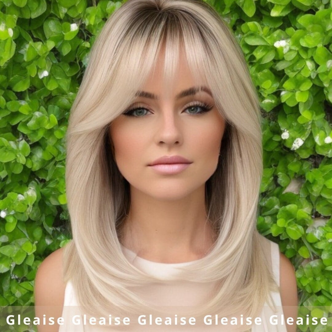 Medium blonde wig with cheap bangs