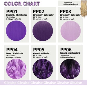 Dark Purple Hair Extensions, Clip in Hair Streaks Lavender, Violet ...