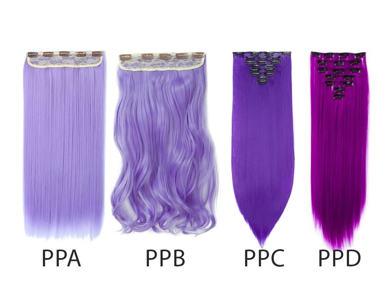 Purple Hair Extensions Clip in Hair Streaks Lavender Mermaid Etsy