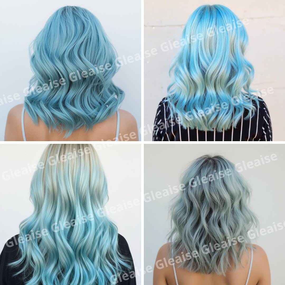 Real Human Hair Extensions Clip in Light Blue Unicorn Colored Pastel Colormelt Amazon.com : 12pcs Purple Pink Blue Clip in Unicorn  main image 4