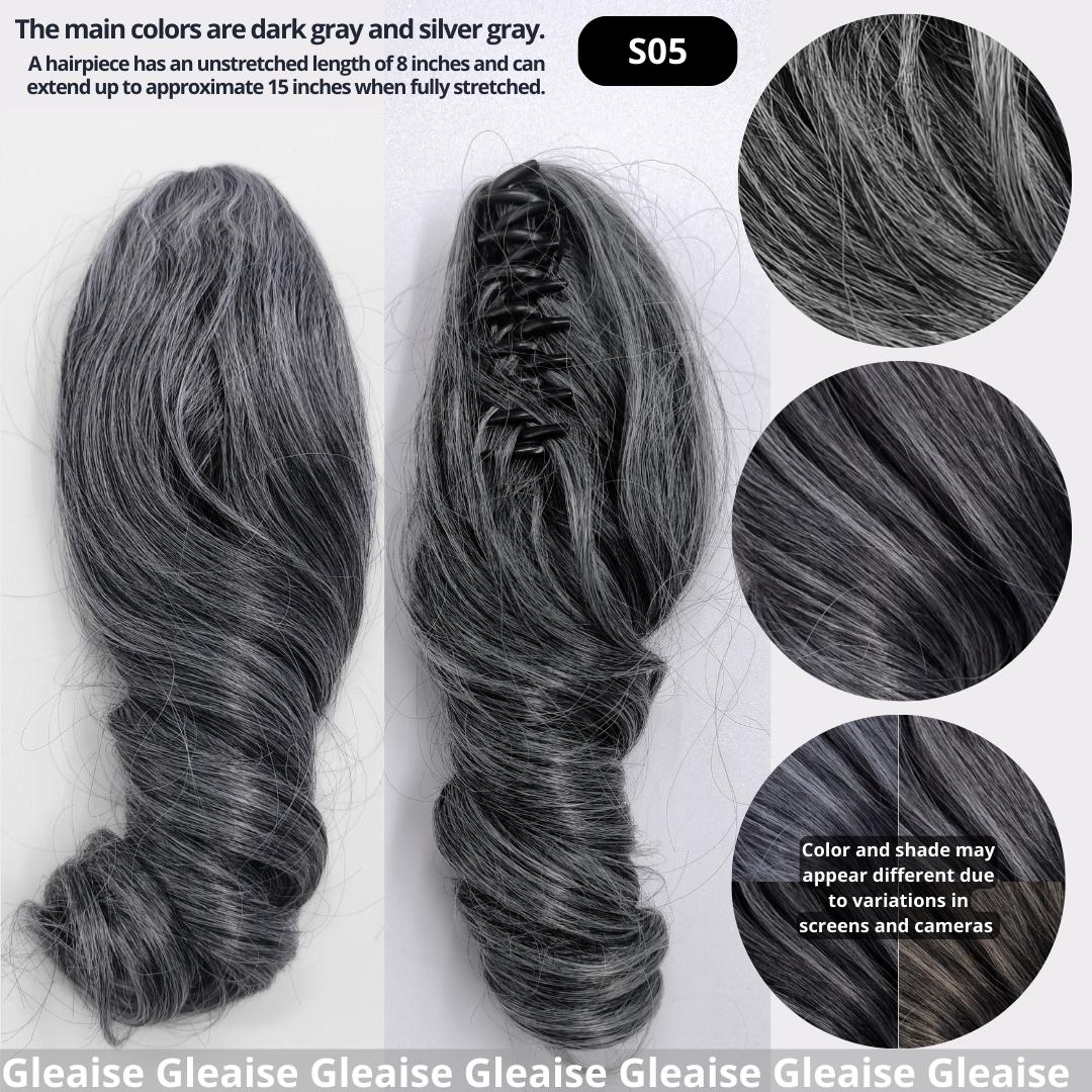 I.N.H. Ponytail clip in extension Grey color Silver/Grey (#SG) Straight Up Wrap Around Ponytail Extension  main image 4