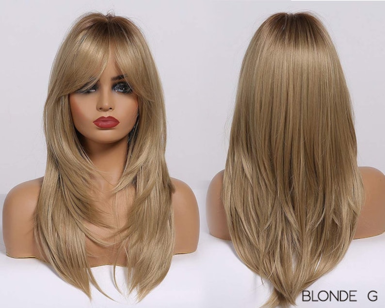 Ash Platinum Wig Long Blonde Wig With Bangs Light Platinun Etsy