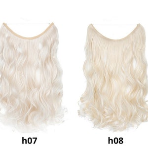 White Invisible Wire Hair Extensions or 5 clips wide Clip in Ice Blonde Ash Highlights Snow Hair Summer Spring image 5