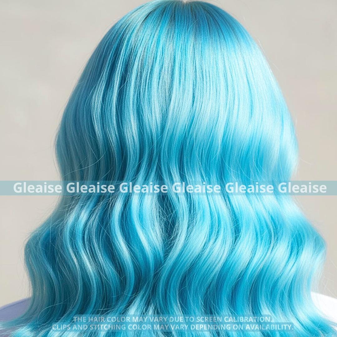 16 inch Real Human Hair Extensions Clip in Light Blue Unicorn Colored Pastel S1cd8e320923c42b0aa0f1d418bd63  main image 4