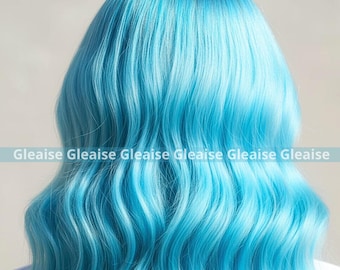 Light Baby Blue Hair Extensions Clip in Blue, Sky Blue Clip in Hair streaks, Mermaid Hair, Pastel Hair, Summer, Highlights, Fancy hair