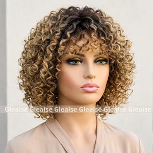 Pruik blond krullend natuurlijke tinten afrohaar lichtblonde pruik krullen golvende stijl strandachtige golven