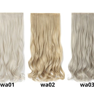 White Invisible Wire Hair Extensions or 5 clips wide Clip in Ice Blonde Ash Highlights Snow Hair Summer Spring image 9