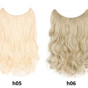 White Invisible Wire Hair Extensions or 5 clips wide Clip in Ice Blonde Ash Highlights Snow Hair Summer Spring image 8