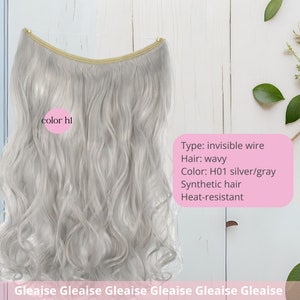 White Invisible Wire Hair Extensions or 5 clips wide Clip in Ice Blonde Ash Highlights Snow Hair Summer Spring image 7