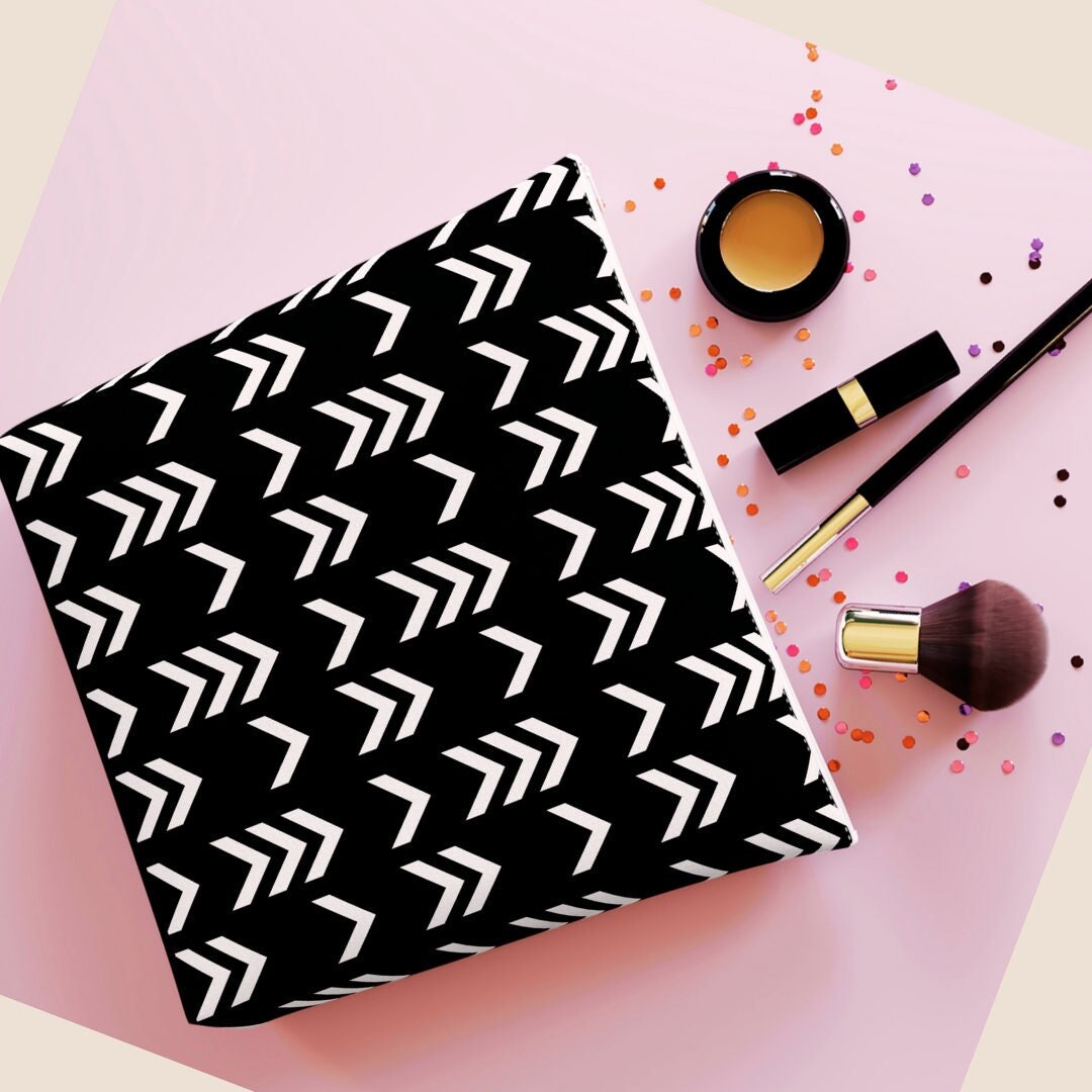 Black and White Makeup Bag Monochrome Small Day Bag Etsy