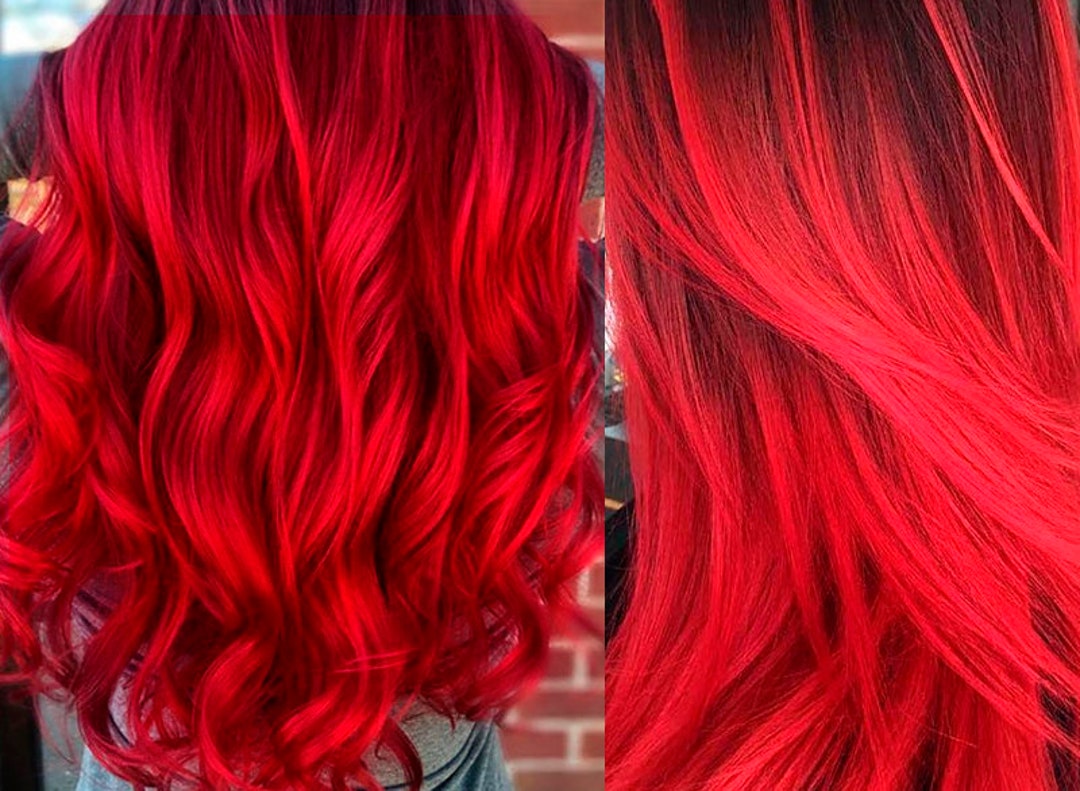 Red Hair Extensions Clip in Streaks Auburn Dark Red Hair - Etsy