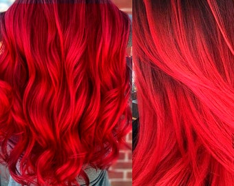 Red Hair Extensions, Clip in Streaks, Auburn, Dark Red, Hair Dye, Reddish Brown, Vampire Red, Cherry, Summer, Highlights, Maroon, Fancy hair