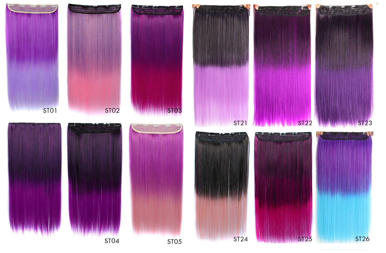 Purple Hair Extensions Clip in Hair Streaks Lavender Mermaid Etsy Canada