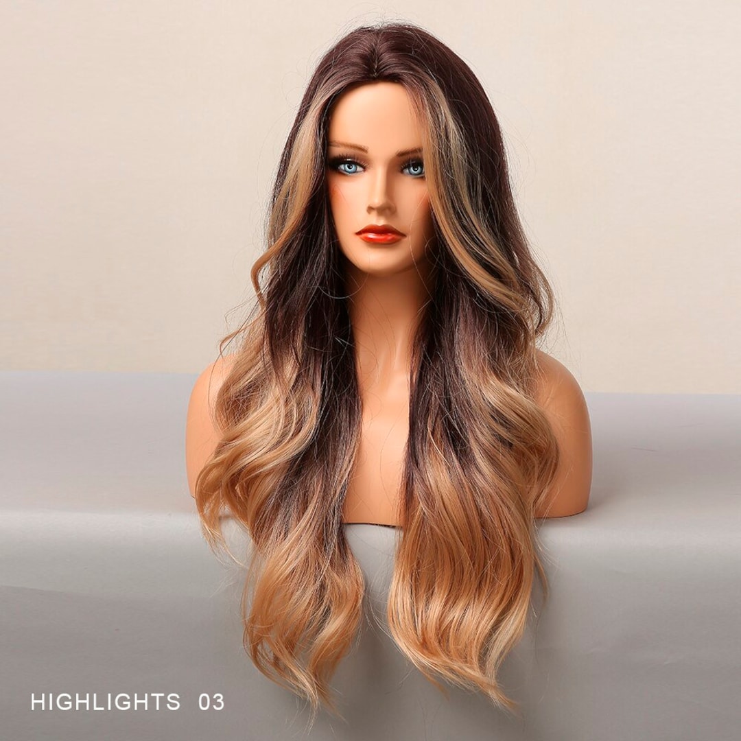 Buy Honey Caramel Highlights on Dark Brown Hair Brown Wig With Online in  India - Etsy