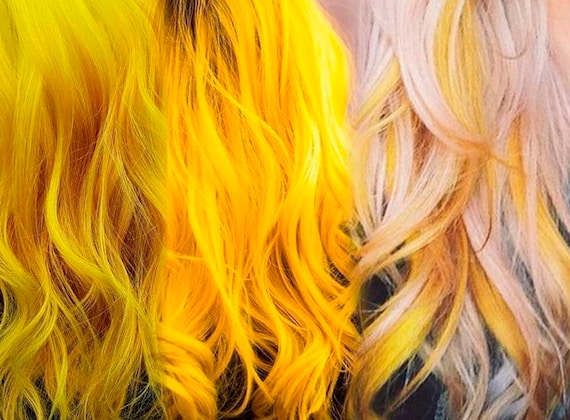 7. Blue Hair with Yellow Ombre Highlights - wide 6