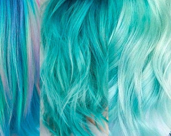 Mermaid Clip in Hair Extensions, Ombre Hair, Tie Dye Tips  display picture 2