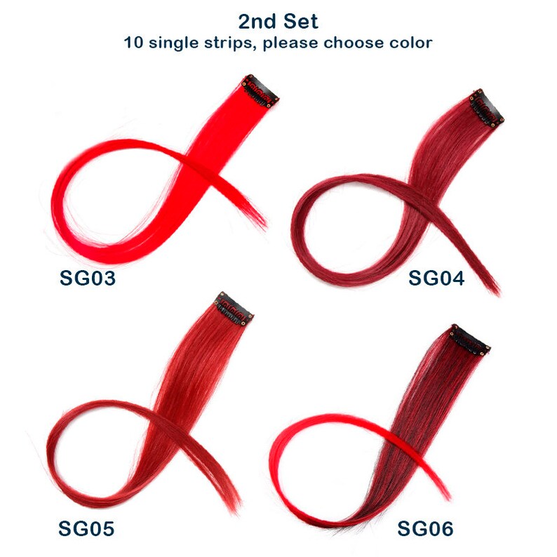 Red Hair Extensions Clip in Streaks Auburn Dark Red Hair Etsy