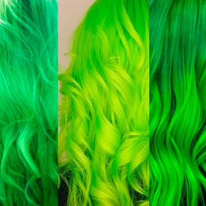 Light Green Hair Extensions, Neon, Billie Eilish, Aesthetic, Clip in Hair Streaks, Mermaid Hair, Pastel Hair, Summer, Highlights, Fancy hair