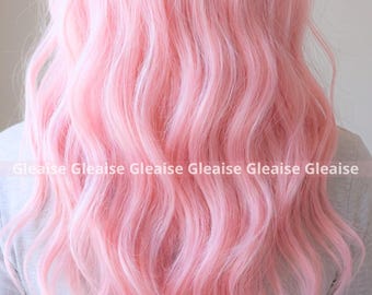 Extension per capelli rosa, fermagli per capelli rosa, ciocche per capelli, capelli da sirena, capelli pastello, estate, colpi di sole, capelli fantasiosi