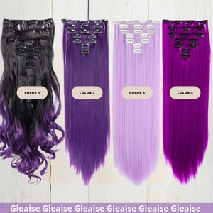 Pu&ograve; includere: Quattro set di extensioni per capelli con clip in diversi colori. Il primo set &egrave; nero con sfumature viola, il secondo &egrave; viola, il terzo &egrave; viola chiaro e il quarto &egrave; viola brillante. Ogni set ha pi&ugrave; clip per una facile applicazione.