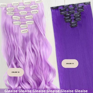 Pu&ograve; includere: Due set di extension per capelli con clip. Un set &egrave; di colore lilla chiaro etichettato "COLOR 12". L'altro set &egrave; di colore viola scuro etichettato "COLOR 11".