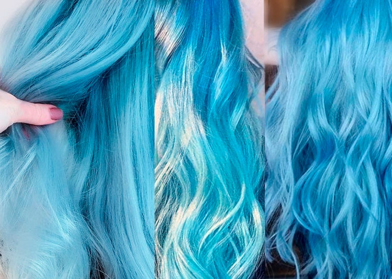 Clip on light blue extensions for hair - wide 4