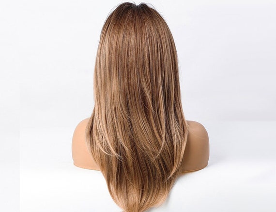 Long Bangs With Lighting Highlights Caramel Long Layers - Etsy Long Bangs With Lighting Highlights Caramel Long Layers - Etsy