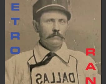 RETRO RANGER Poster 11 "x 17" Rollie Wax baseball vintage Texas Dallas Hams 1888 baffi a manubrio del XIX secolo Regalo fan di spedizione gratuita