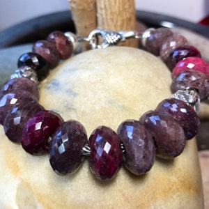 One Eyed Dragon Trollbeads Ruby Bracelet with Unique Gemstones and Charms - Natural Gemstones Sterling Silver Bracelet