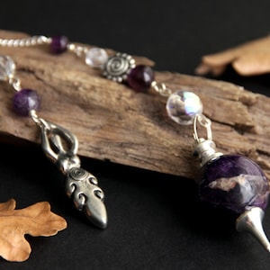 Amethyst Pendulum. Crystal Pendulum. Spiral Goddess Divination Tool. Dowsing Pendulum. Scrying Spirituality Tool. New Age Pendulum.