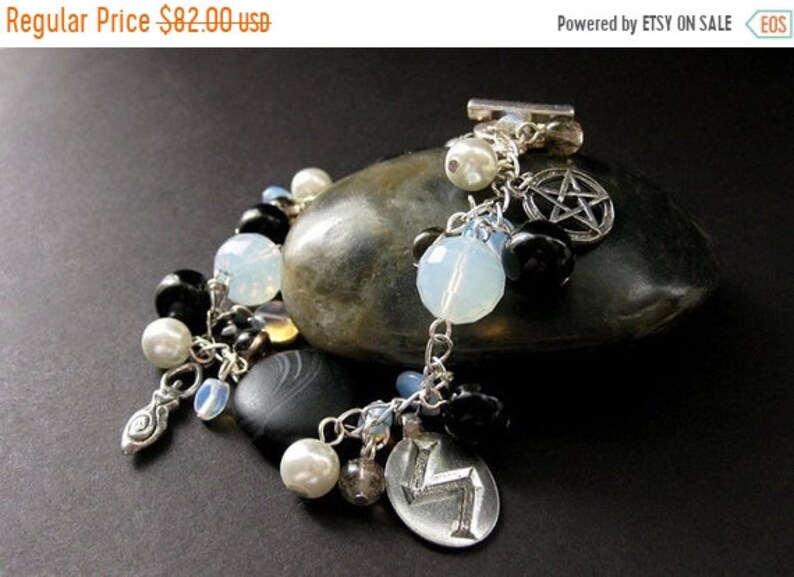 HOLIDAY SALE Elder Futhark Runes Bracelet. Black and White Charm HOLIDAY SALE Elder Futhark Runes Bracelet. Black and White Charm
