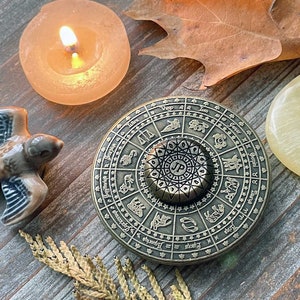 Fortune's Wheel Divination Tool. Antique Bronze Astrologer's Wheel. Spinning Zodiac Disk. image 5