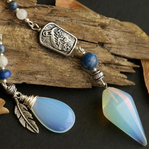 Orca Totem Pendulum - Opalite Point with Cobalt Blue Lapis Lazuli and Moonstone