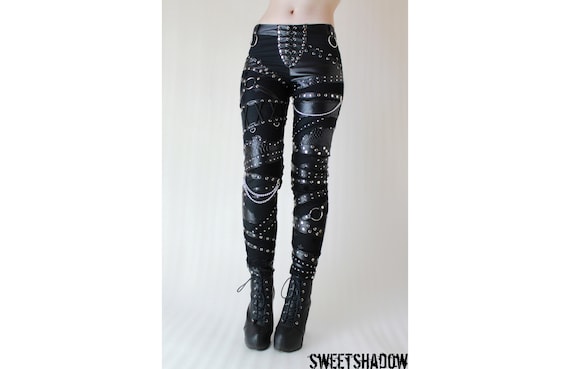 black studded pants