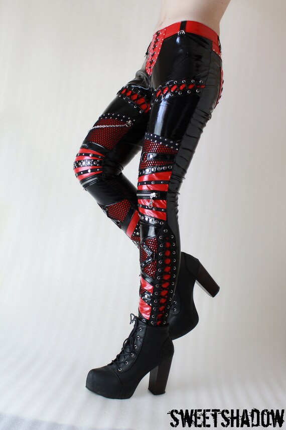 pvc lace up trousers