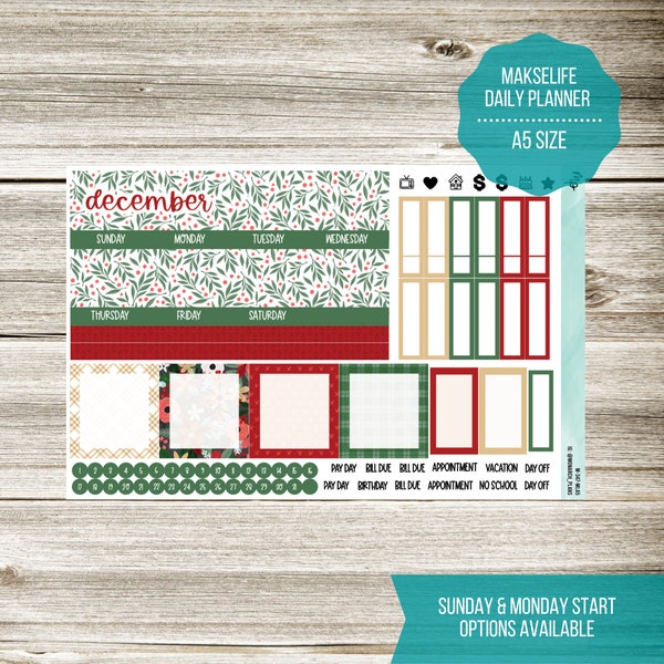 M-347-MLA5 Deck the Halls Monthly Kit | Fits A5 MakseLife Planners