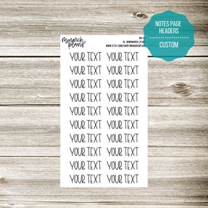 NH-101 Custom Notes Page Headers Handwriting |  Planner Script Sticker