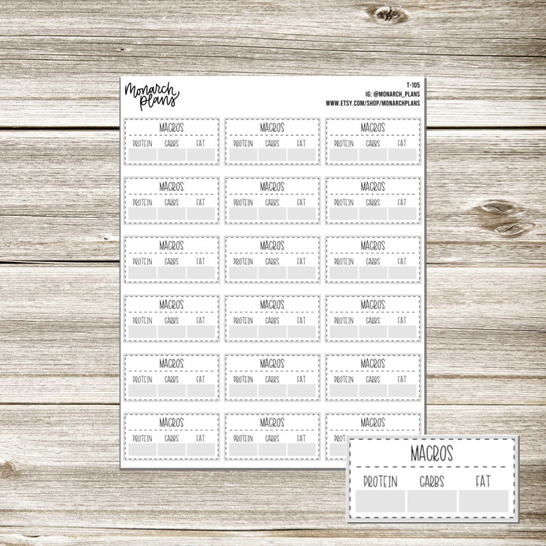 T-105 Macros Daily Macros Tracking Sticker - Etsy