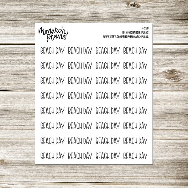 H-250 Beach Day |  Planner Script Sticker