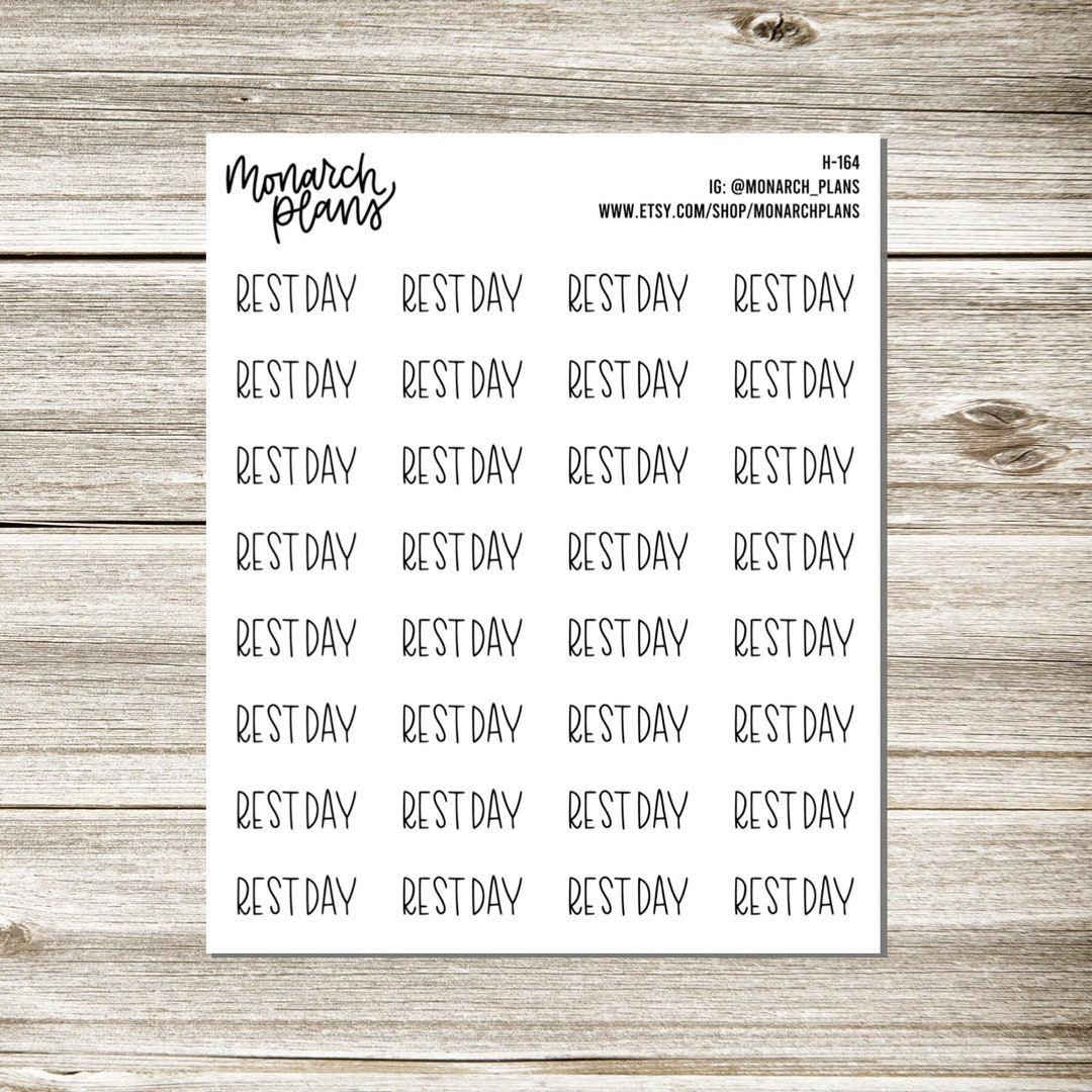 Rest Day Lettering H-164 Rest Day Planner Script Sticker - Etsy