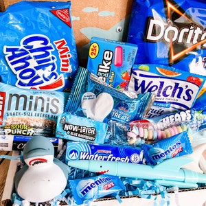 Out of the Blue Care Package, SHARK Snack Box, Treat Box, Blue Treat Box, Shark Week Snack Box, for Office, Military, Students, Birthday