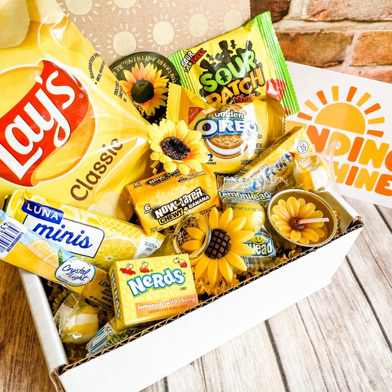 Little Box of Sunshine SUNFLOWER Care Package, Sending Sunshine, Snack Box, Appreciation Gift, Thinking of you image 1